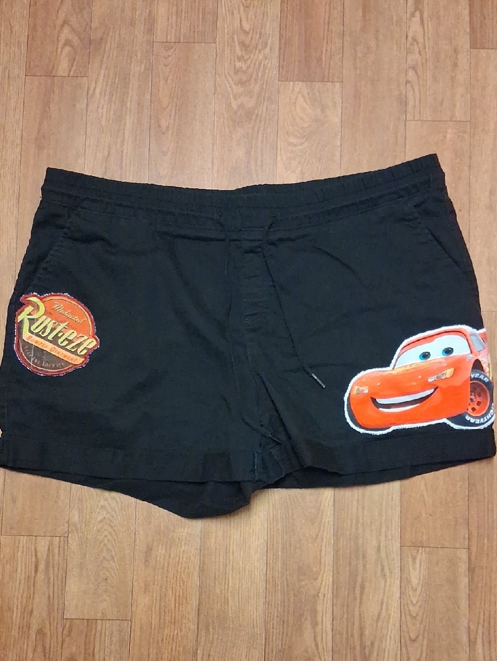 Time and Tru Black Chino Style Shorts with Lightening Mcqueen Patch